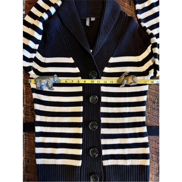 Madison black and white knit sweater button-down belted cardigan size medium - Picture 6 of 13